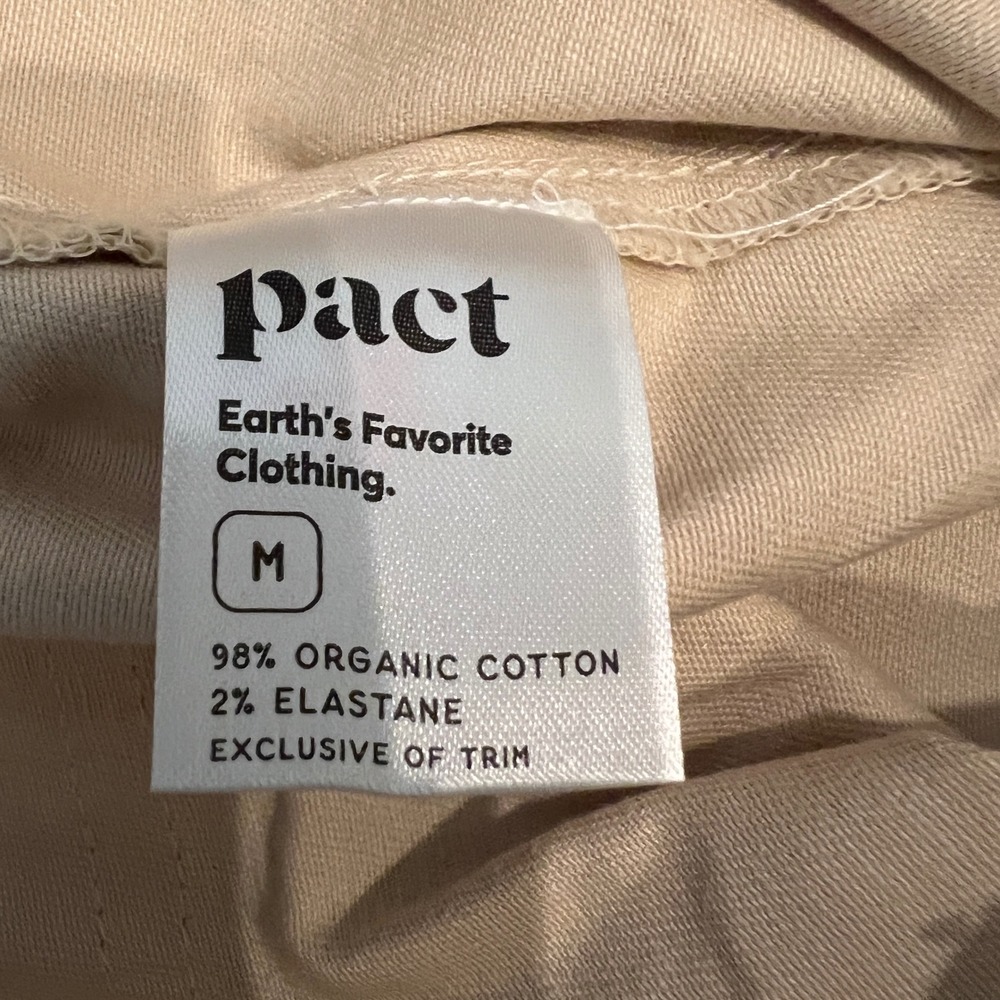 Pact Organic Cotton Wide Leg Pants Tan Beige Size M Sustainable Stretch - Picture 6 of 9